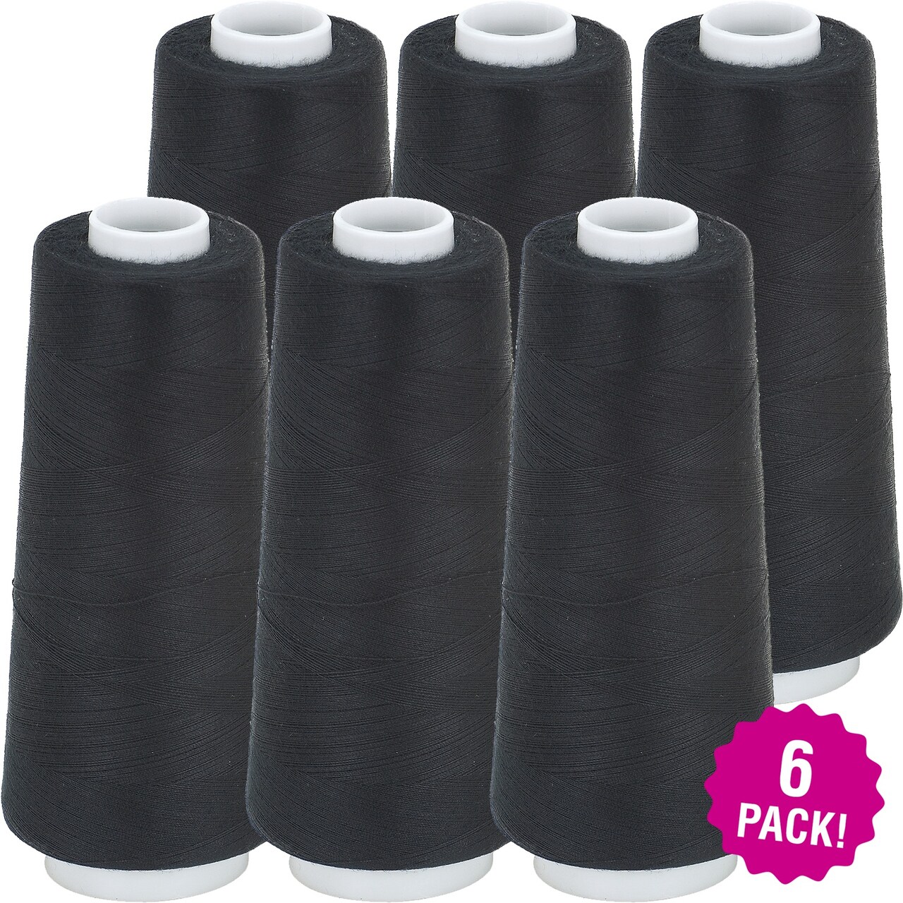 Multipack of 6 - Coats Surelock Overlock Thread 3,000yd-Black